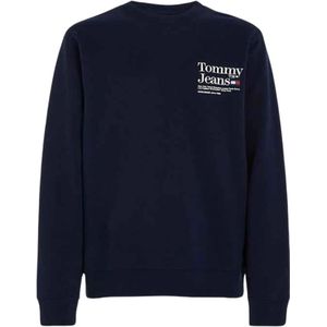 Tommy Jeans, Sweatshirts & Hoodies, Heren, Blauw, S, Katoen, Logo Sweatshirt - Bedrukte Ronde Hals Lange Mouw