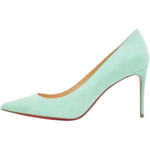 Christian Louboutin Pre-owned, Pre-owned Suede heels Blauw, Dames, Maat:38 EU