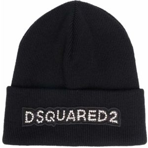 Dsquared2, Accessoires, Dames, Zwart, ONE Size, Gebreide Muts voor Mannen