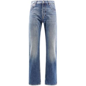 Alexander McQueen, Jeans, Heren, Blauw, M, Katoen, Blauwe Jeans met Metalen Knopen
