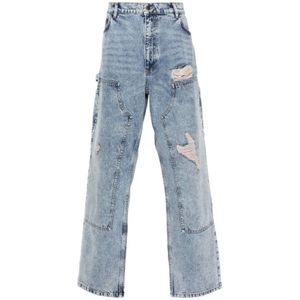 Moschino, Jeans, Heren, Blauw, L, Denim, Straight Jeans