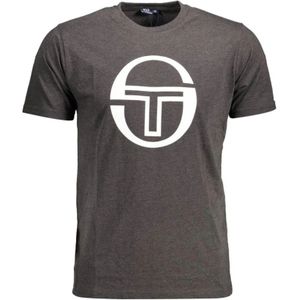 Sergio Tacchini, Tops, Heren, Grijs, XL, Katoen, Print Logo Katoenen T-Shirt Grijs