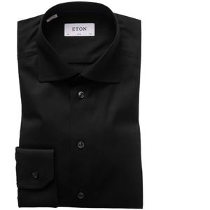 Eton, Slim Fit Overhemd - Model 3000 Zwart, Heren, Maat:XL