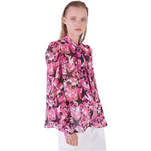 Silvian Heach, Blouse met Fantasie en Lange Mouwen Roze, Dames, Maat:XS