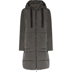 Etage, Groene Parka Jas met Capuchon voor Vrouwen Groen, Dames, Maat:M