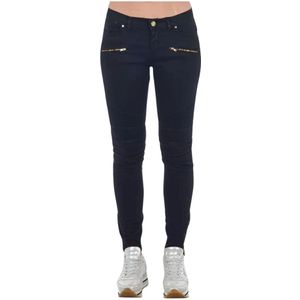 Frankie Morello, Jeans, Dames, Zwart, M, Denim, Biker Stretch Denim Jeans