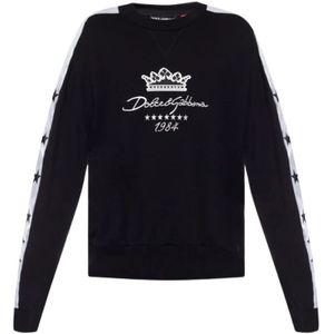 Dolce & Gabbana, Sweatshirts & Hoodies, Heren, Zwart, XS, Katoen, Zwart Logo Print Katoenen Sweatshirt