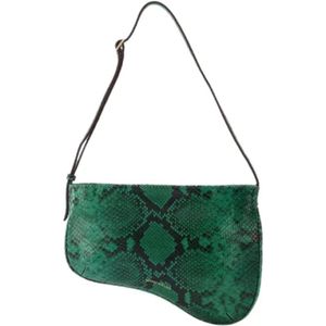 Manu Atelier, Tassen, Dames, Groen, ONE Size, Leer, Leather shoulder-bags