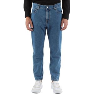 Calvin Klein Jeans, Jeans, Heren, Blauw, W36, Katoen, Dad Fit Cropped Jeans Vijf Zakken