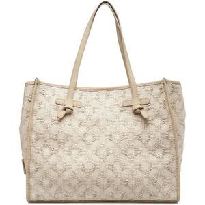 Gianni Chiarini, Raffia Shopper met Logo Details Wit, Dames, Maat:ONE Size