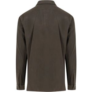 Rick Owens, Overhemden, Heren, Groen, M, Katoen, Flanellen Shirt met Verborgen Knoopsluiting