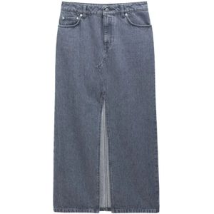 Filippa K, Grijze Organische Katoenen Denim Rok Grijs, Dames, Maat:M