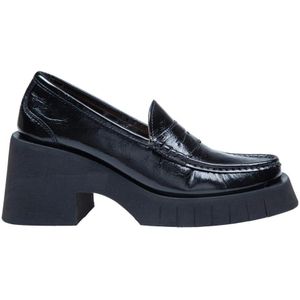 Paloma Barceló, Schoenen, Dames, Zwart, 38 EU, Leer, Zwarte Lakleren Loafer Mocassin