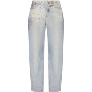 Diesel, Jeans, Dames, Blauw, 2Xs, Denim, ‘P-Sarky’ broek met ‘trompe l’oeil’ effect