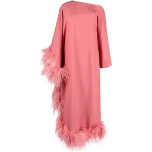 Taller Marmo, Blush Roze Maxi Jurk met Veren Roze, Dames, Maat:M