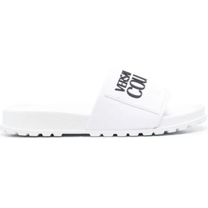 Versace Jeans Couture, Schoenen, Dames, Wit, 39 EU, Witte EL Stof Slippers voor modebewuste vrouwen