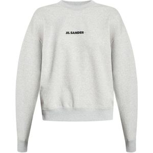 Jil Sander, Sweatshirts & Hoodies, Dames, Grijs, M, Katoen, Sweatshirt met logo