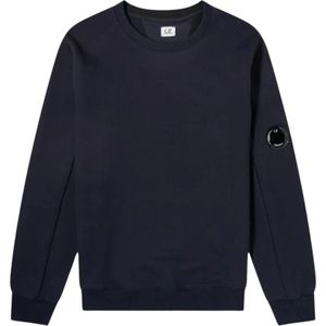 C.p. Company, Sweatshirts & Hoodies, Heren, Blauw, XL, Katoen, Diagonal Fleece Crew Neck Sweatshirt