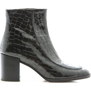 Pertini, Schoenen, Dames, Zwart, 38 EU, Leer, Zwarte Croco Print Leren Enkellaars