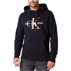 Calvin Klein, Sweatshirts & Hoodies, Heren, Zwart, XL, Seizoensgebonden Monologo Regular Sweatshirt