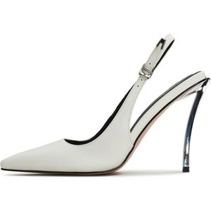 Cesare Gaspari, Schoenen, Dames, Wit, 40 EU, Leer, Metallic Stiletto Heel Pumps - Wit