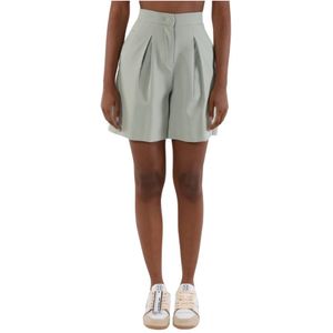 Hinnominate, Korte broeken, Dames, Groen, L, Polyester, Bermuda shorts met hoge taille in stretch viscose