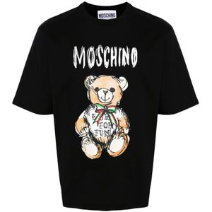 Moschino, Tops, Heren, Zwart, XS, Katoen, T-Shirts