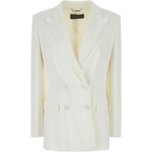 Alberta Ferretti, Jassen, Dames, Wit, XS, Stretch Viscose Witte Blazer