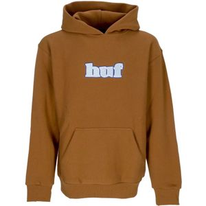 Huf, Sweatshirts & Hoodies, Heren, Bruin, M, Katoen, Zware Rubber Hoodie met Logopatch