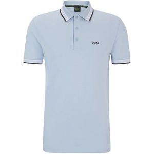 Hugo Boss, Tops, Heren, Blauw, XL, Katoen, Lichtblauw poloshirt met korte mouw