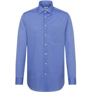 Seidensticker, Overhemden, Heren, Blauw, S, Katoen, Blauwe Shirtjurk van Katoen