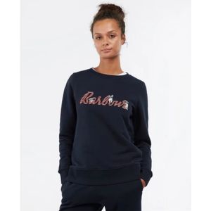 Barbour, Sweatshirts & Hoodies, Dames, Blauw, M, Katoen, Dames Crewneck Sweatshirt met Front Print