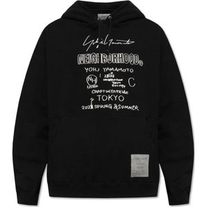 Y-3, Sweatshirts & Hoodies, Heren, Zwart, XL, Katoen, Zwarte hoodie met witte print