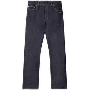 Off White, Blauwe Denim Jeans met Geborduurd Logo Blauw, Heren, Maat:W31