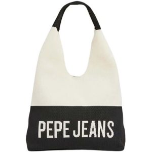 Pepe Jeans, Tassen, Dames, Wit, ONE Size, Zwarte Hobo Tas Kleurblok