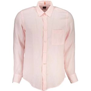 Hugo Boss, Overhemden, Heren, Roze, S, Linnen, Polo Shirts