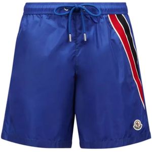 Moncler, Badkleding, Heren, Blauw, M, Nylon, Blauwe Zee Zwemkleding Tricolor Mesh Zakken