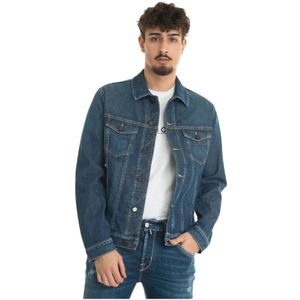 Jacob Cohën, Jassen, Heren, Blauw, L, Denim, Slim Fit Denim Harrington Jack