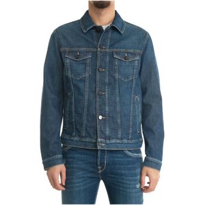 Jacob Cohën, Jassen, Heren, Blauw, L, Denim, Slim Fit Denim Harrington Jack