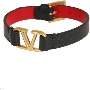 Valentino Garavani, Accessoires, Dames, Zwart, ONE Size, VLogo Signature Leren Armband