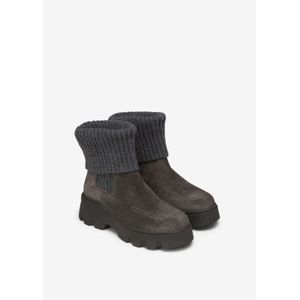 Marc O'Polo, Schoenen, Dames, Grijs, 36 EU, Leer, Chelsea boot met gebreide boord