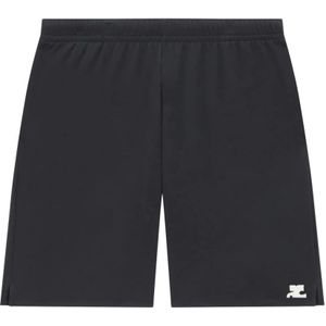 Courrèges, Korte broeken, Heren, Zwart, M, Polyester, Zwarte sport lycra shorts voor heren