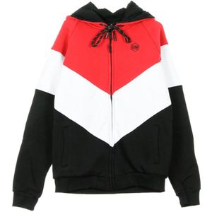 Dolly Noire, Vega Zip Hoodie - Rood/Wit/Zwart Rood, Heren, Maat:S