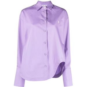 The Attico, Blouses & Shirts, Dames, Paars, S, Katoen, Lavendel Asymmetrische Katoen-Poplin Blouse