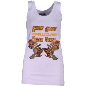 Cavalli Class, Tops, Dames, Paars, M, Paarse Tanktop Brede Schouders Ronde Hals Print Logo