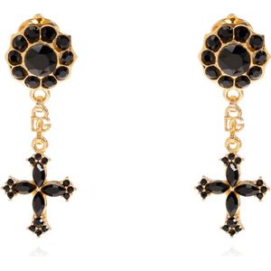 Dolce & Gabbana, Accessoires, Dames, Geel, ONE Size, Messing clip-on oorbellen