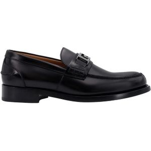 Versace, Zwarte Loafer Schoenen met La Greca Print Zwart, Heren, Maat:39 EU