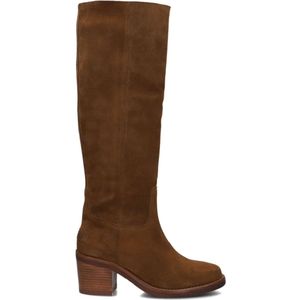 Shabbies, Schoenen, Dames, Bruin, 37 EU, Leer, Cognac Leren Hoge Laarzen Puk Tuba