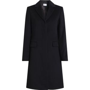 Calvin Klein, Mantels, Dames, Zwart, S, Wol, Essential Wool Coat Zwart