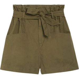 Vanessa Bruno, Militaire Bermuda Shorts met hoge taille Groen, Dames, Maat:S